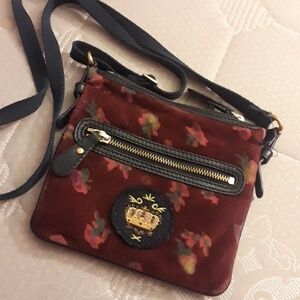Juicy Couture Mini Burgundy Floral Crossbody Bag